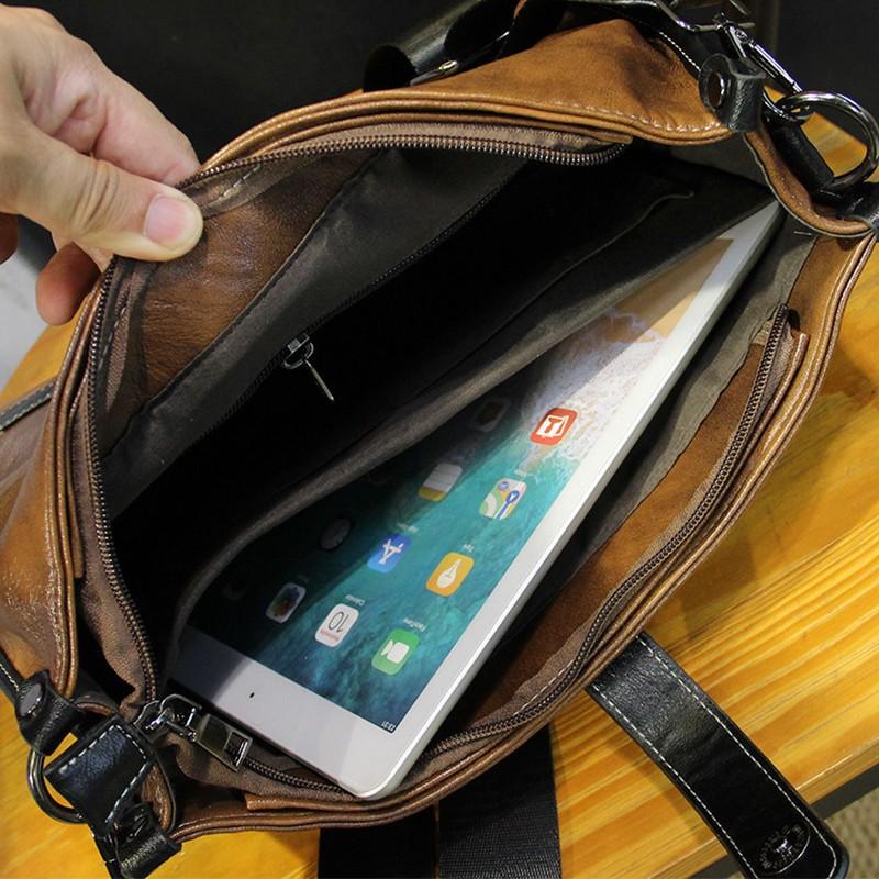 TS JYL laptop bag,New Trend Men Crossbody Bag Vintage Simple Commuter Satchel iPad Bag