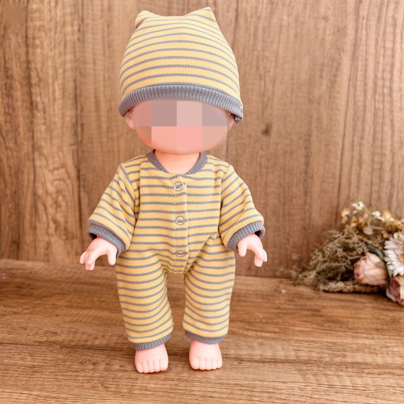 [Cloth Only] the Cute  Pajamas Set for 26cm Plush Dolls, Flannel Footed Two-piece Pajama Set for Home Use.