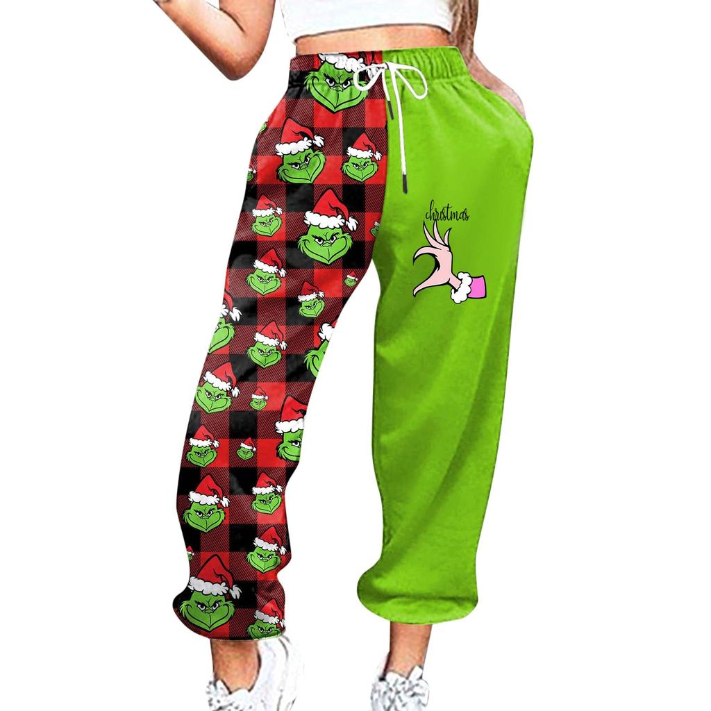 Women's Casual Fashion Christmas Printed Casual Sweatpants Elastic Waist Drawstring Pants