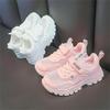 Scarpe casual bianche/rosa in tessuto traspirante, comode e morbide, per bambini, alla moda estiva per studenti, sportive, casual, bianche
