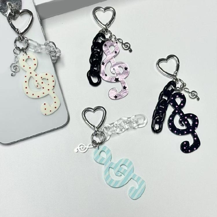 Charming Dotted Stripe Keychain Premium Acrylic Material Everyday Carry Essential Musical Symbol Key Holder