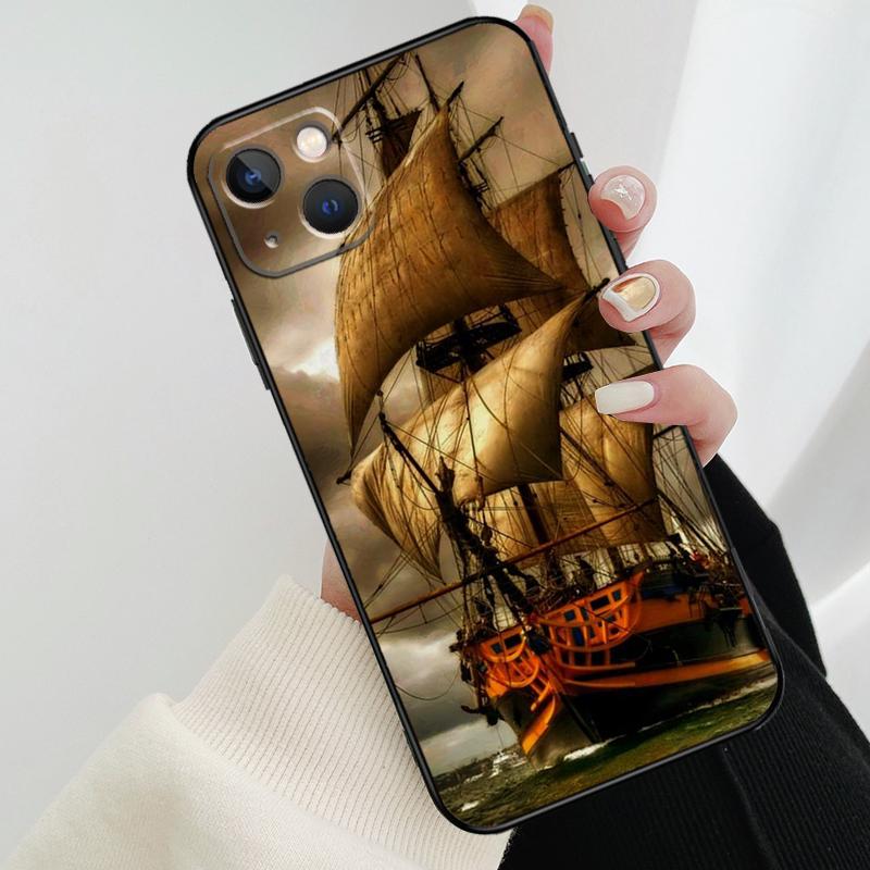 Sailing Pirate Ship Boat Phone Case For iPhone 17 Pro Max 16 15 11 13 12 14 Pro Max mini 15 16 Plus 16e 17 Air Cover