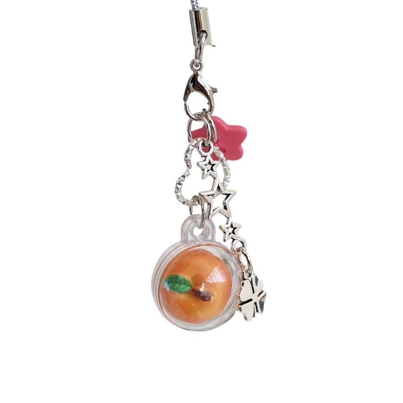 

Lovely Mini Fruit Phone Charm Keychain Adorable Fruit Design Lightweight Star Detail Bag Accessory For Girls Women