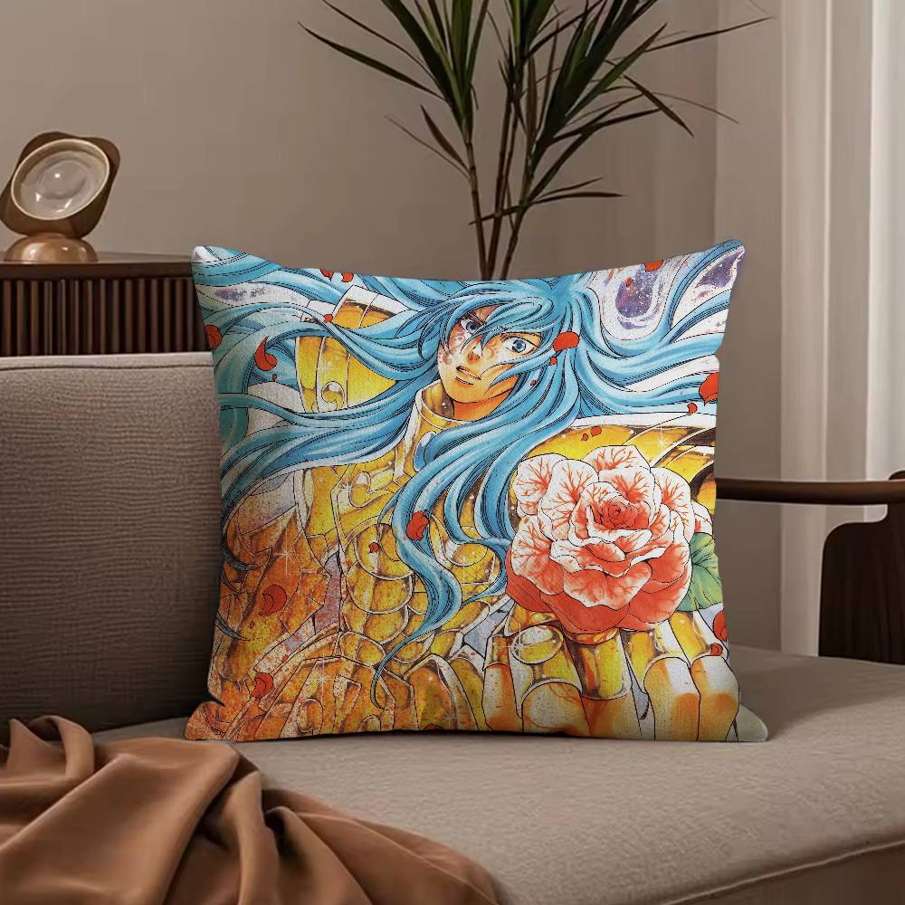 Anime S-Saint S-Seiya Pillow Case Anti-dustmite Pillowcase Invisible zipper silky short plush Sofa cushion cover