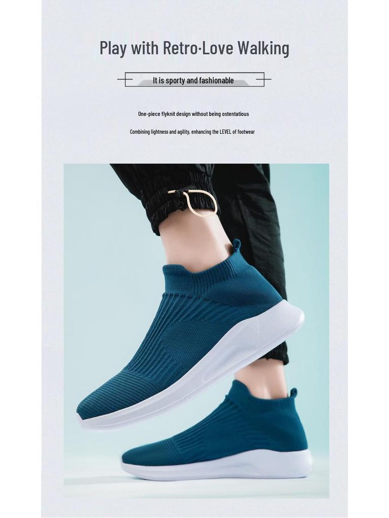 2023 Men's Lightweight Fly-Knit Sock Sneakers: Breathable, Slip-On, Casual Sports Shoes for Spring and Summer