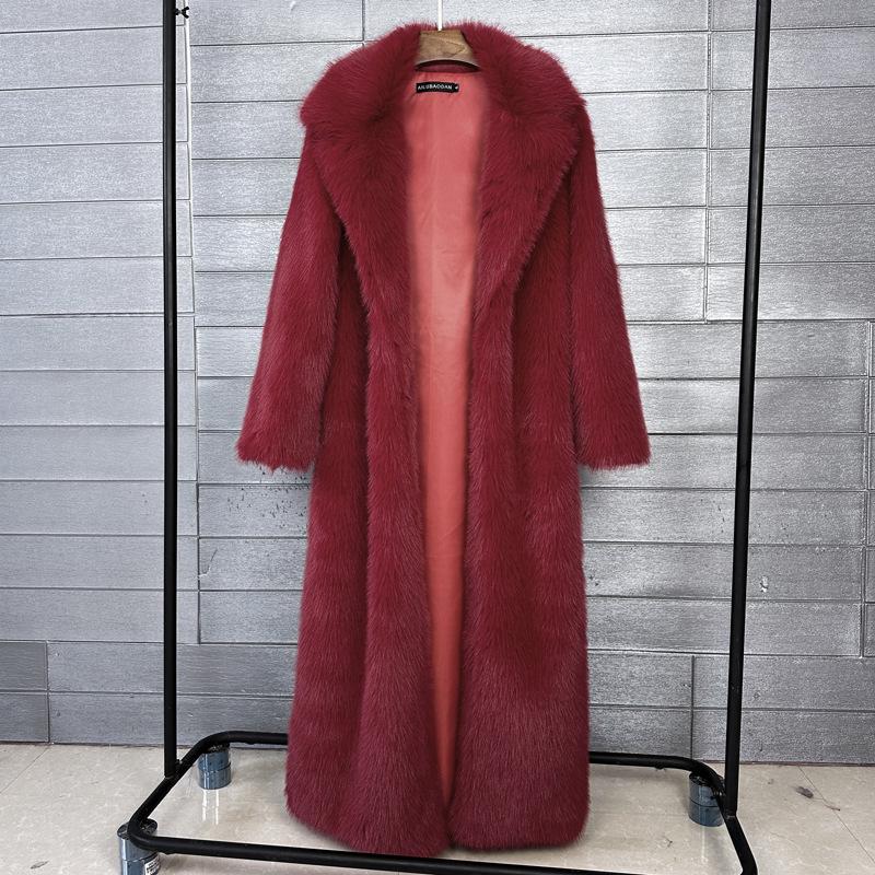 Cappotto in Pelliccia Sintetica da Donna, Pelliccia Sintetica, Modello Lungo, con Collo Imbottito, Cappotto Invernale da Donna Extra Lungo