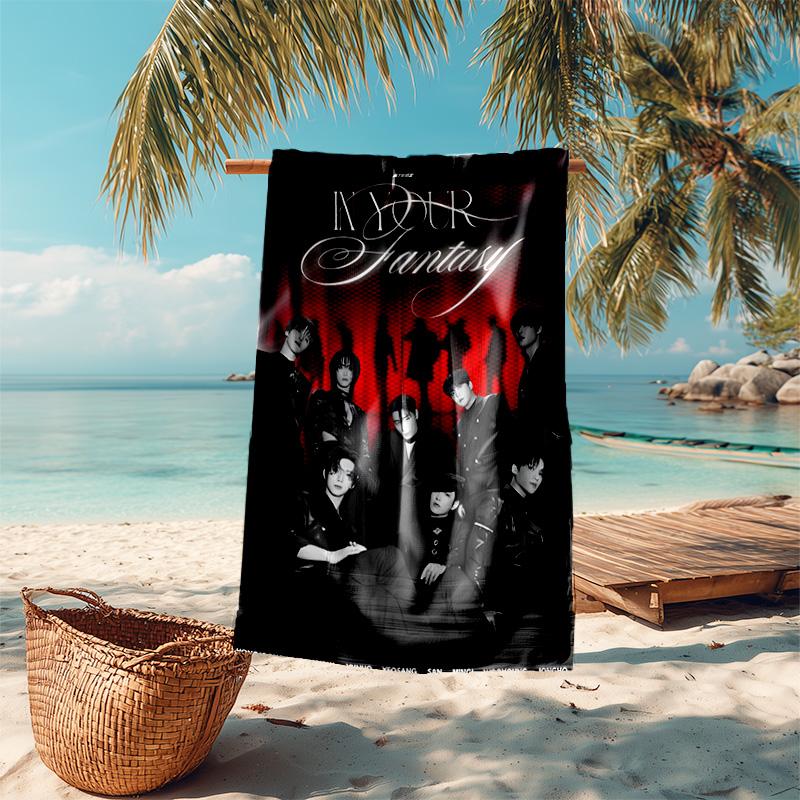 proof beach towel with ATEEZ pattern - soft,absorbent,quick-drying,machine washable - perfect for swimming,camping,bathing