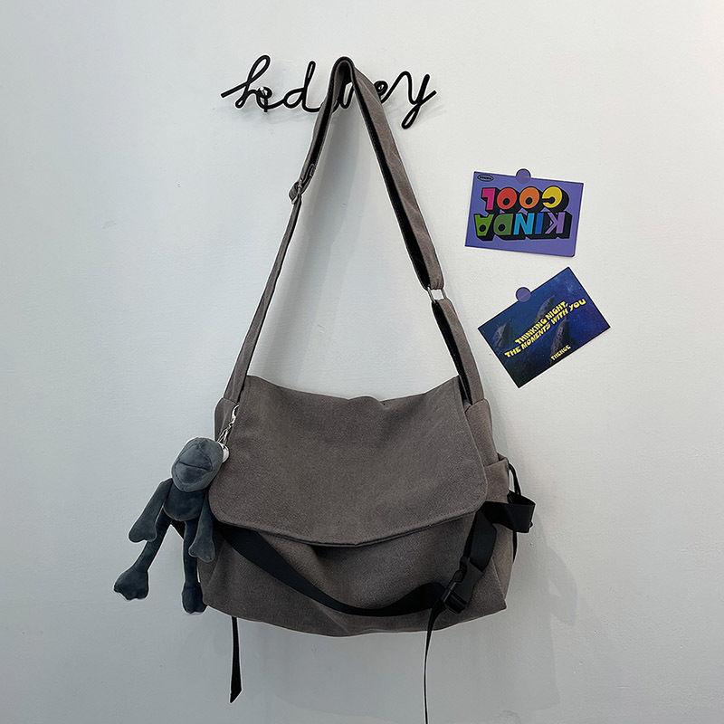 Canvas messenger bag boys trendy brand large capacity ins Japanese versatile retro backpack simple casual men