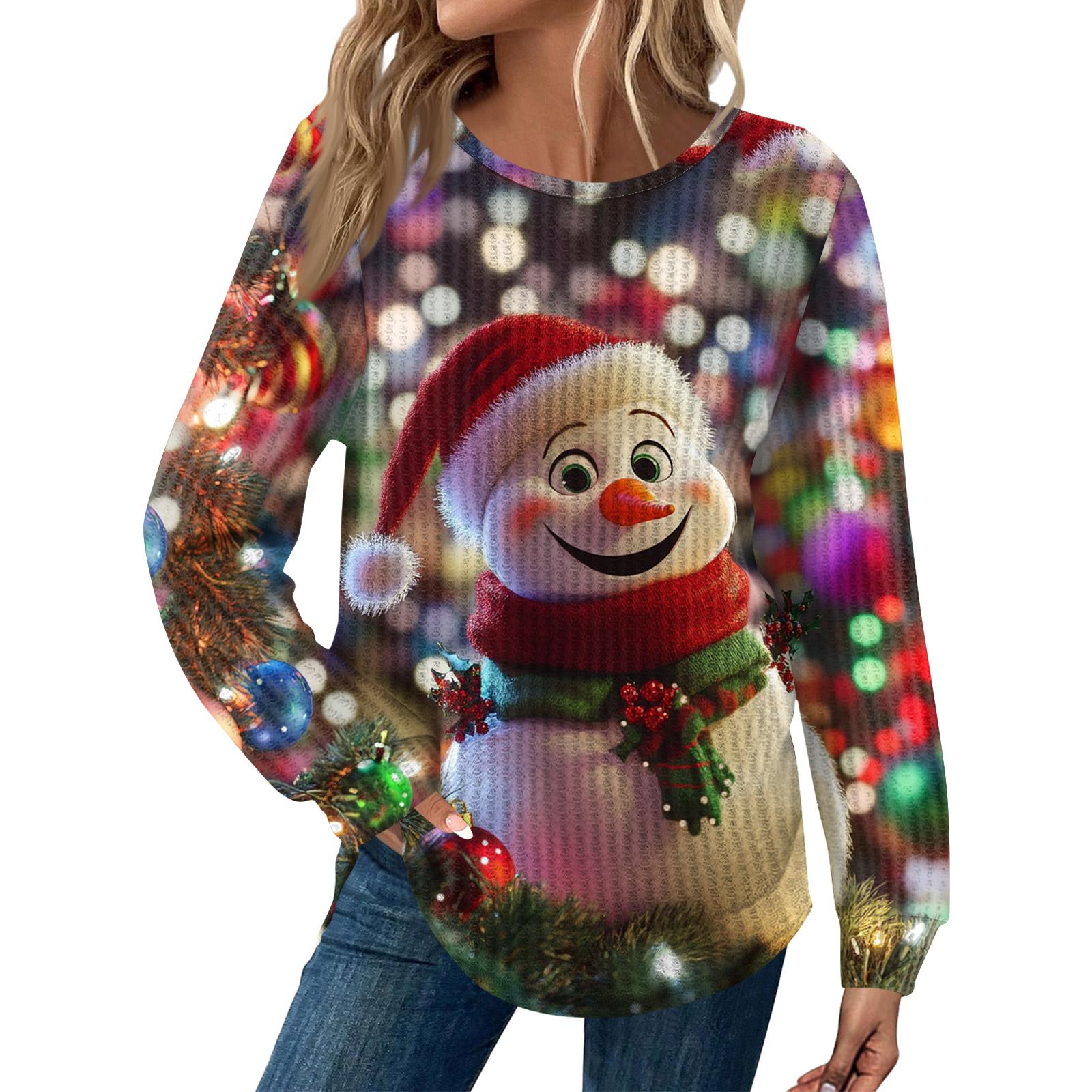 

Женская мода Рождественский свободный топ с длинным рукавом и круглым вырезом S серебряный