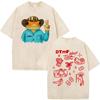 Gewassen Vintage Rapper Bad Bunny T-shirt Debi Tirar Mas Fotos DTMF Tour 2026 T-shirts Mannen Vrouwen Kleding Mode Hip Hop T-shirts