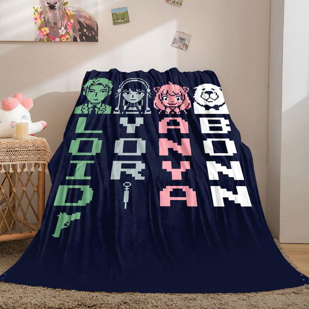 SpyxFamily Pretty 2D Cartoon Flannel Blanket, Print Decoration for Bed, Soft Sofa Travel Picnic Blanket_LIAN