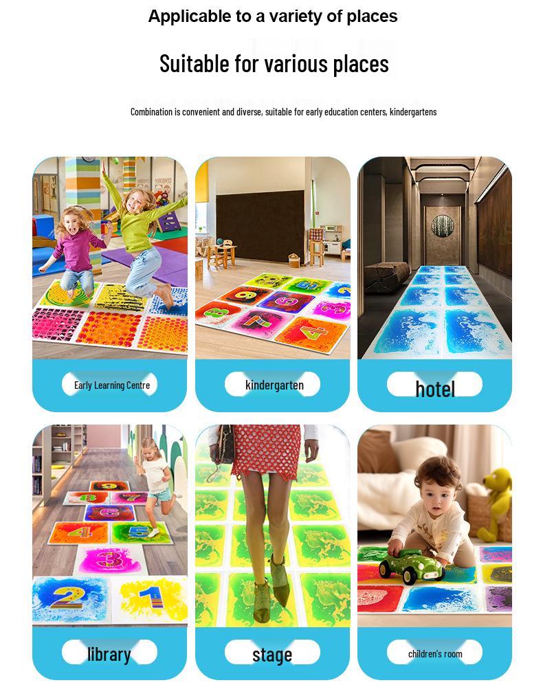 50cm Liquid Color Floor Tiles: Sensory & Puzzle Mat for Kids
