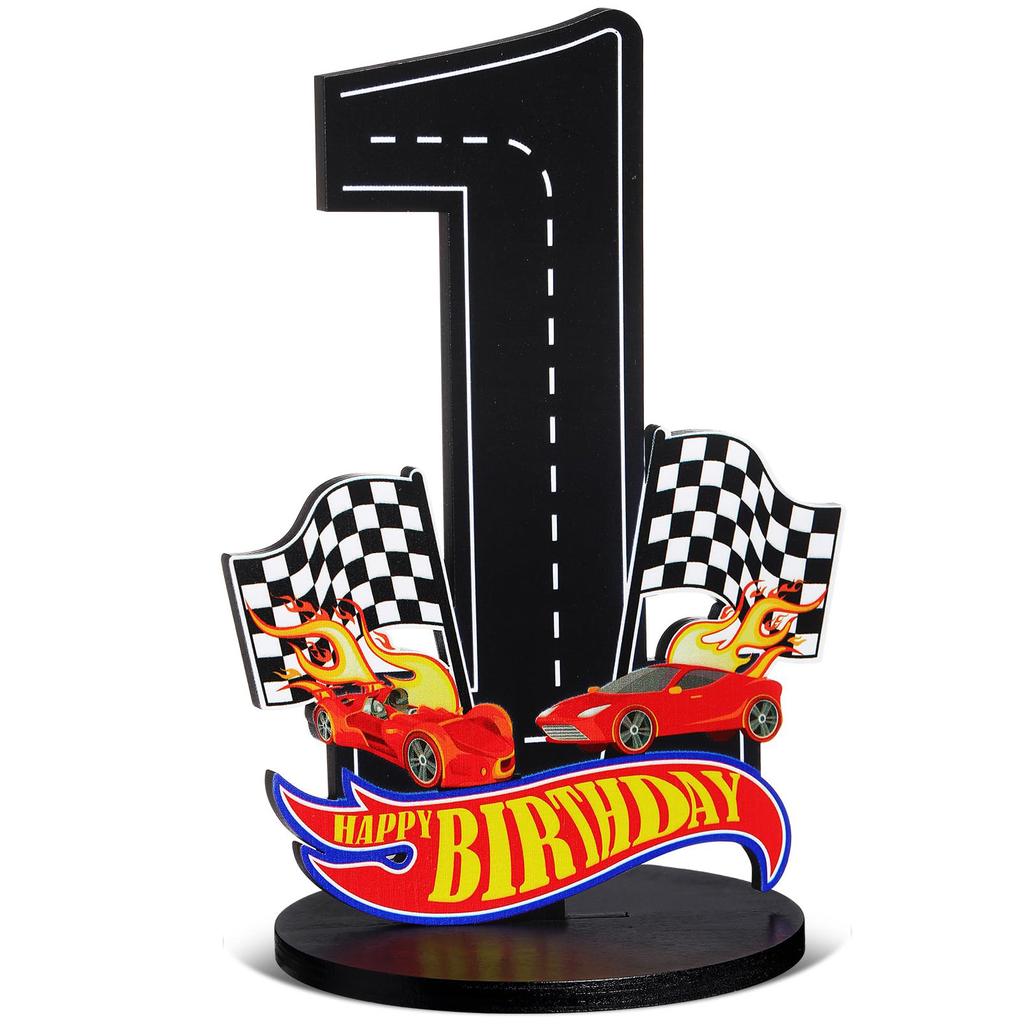 7Pcs Birthday Candles Set,Cake Numeral Candles,Racing Cars Themed Birthday Candles for Cake Candle Checkered Decoration 1