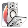 Applicable To IPhone17 Pro Transparent Magnetic Bracket Mobile Phone Case Apple 16 15Pro Max Independent Metal Buttons