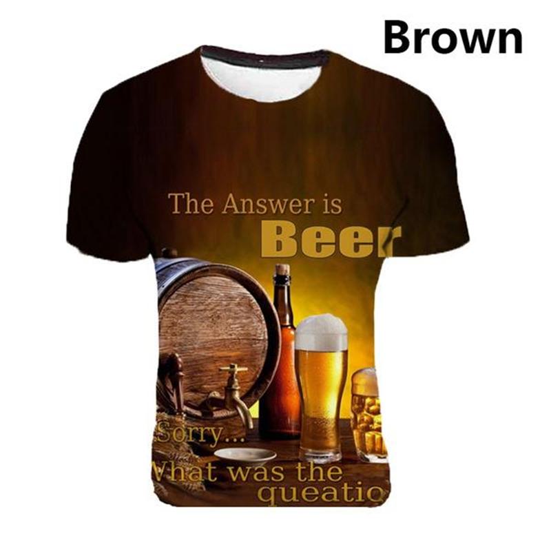 Men's Cool Beer T-shirt 3D Printed Personality Graphic Short Sleeve Tees Shirt Casual Summer Streetwear Kid Tops Women Clothes