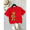 Funny Gingerbread Man Christmas Printed Kids Tee Cotton O‑Neck Short Sleeve Boys Girls Winter Holiday Party Child Clothing Gifts