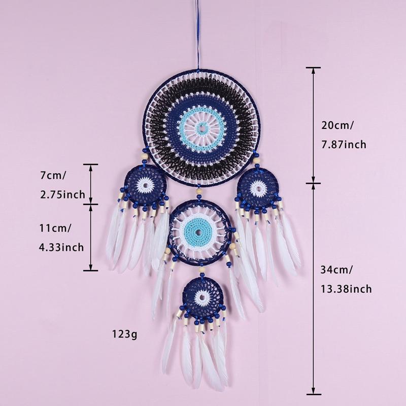 Vintage Bohemian Blue Feathers Dream Catchers Large Wind Chimes Window Hangings Home Decorations Bedroom Wall Pendants For Girls