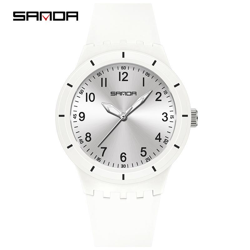 Sanda Kids Lightweight Waterproof Quartz Watch - Silent & Luminous for Exams and Sports белый