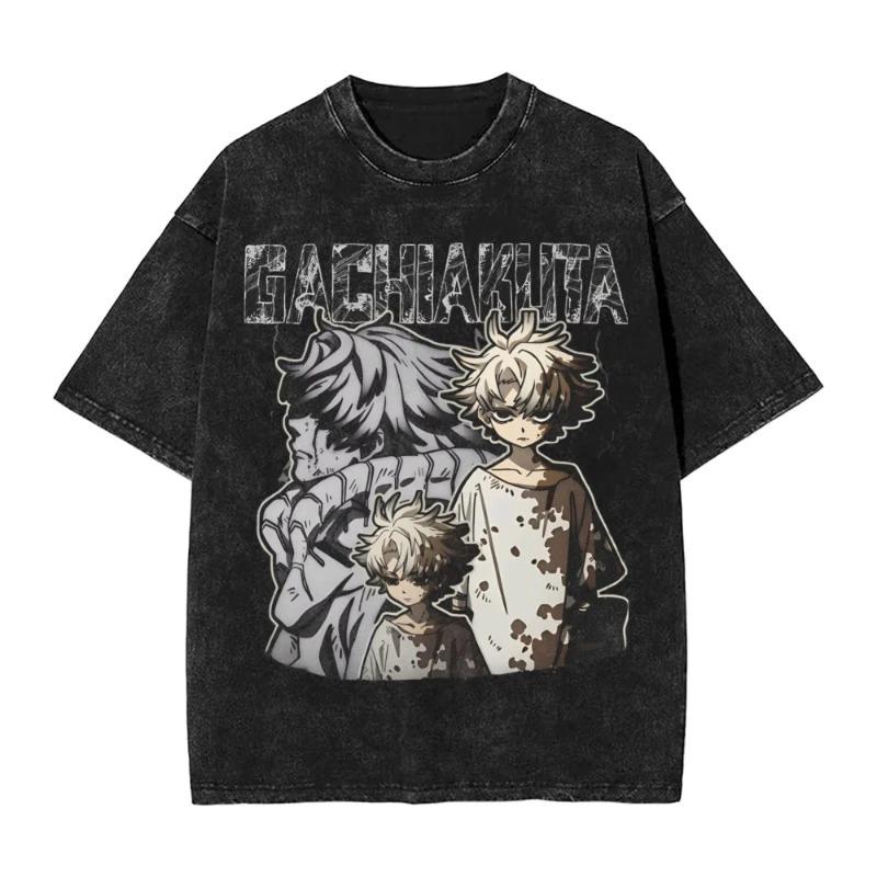 Gachiakuta Gewaschenes T-Shirt Unisex Oversized YK Kurzarm Lässig Baumwolle T-Shirt Strand O-Ausschnitt Locker Unisex Damen Kleidung Oberteil Tee