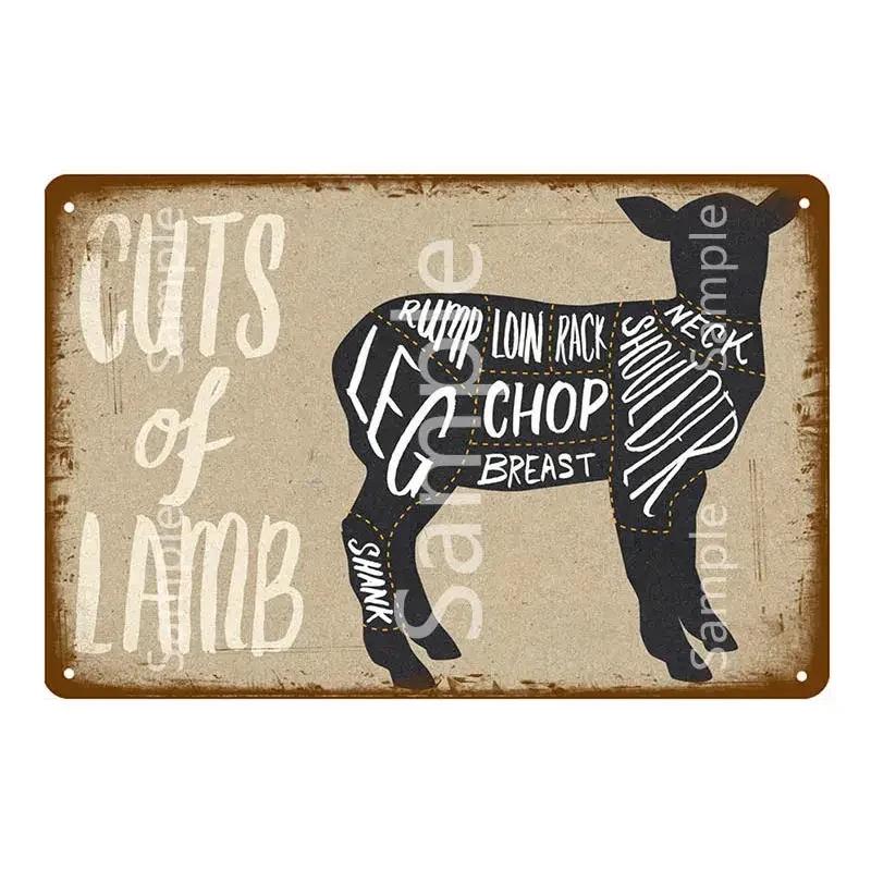 

Свіжа Свинина Схема Розрубу Металеві Знаки Колекція М яса Бляшані Знаки Ретро Живопис Настінна Табличка Кухня Ресторан Домашній Декор Мурал 20x30cm（7.8x11.8inch）