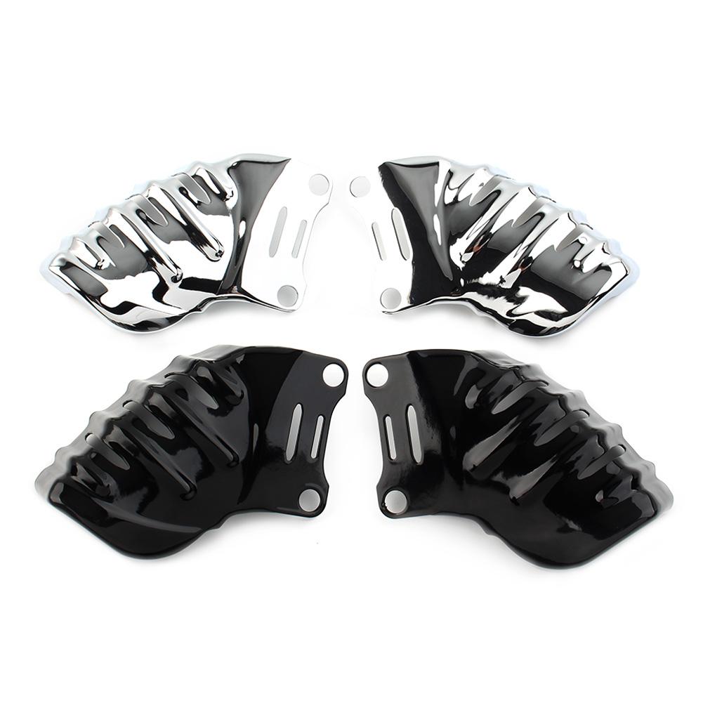 1Pair Black/Chrome For Harley Touring Road Glide Ultra FLTRU Motorcycle Steel Front Brake Caliper Covers