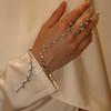 Simple Elegant Fashionable Luxury Bracelet Rhinestones Adjustable Leaf Cubic Zircon Hand Palm Bracelet Hand Piece Jewelry