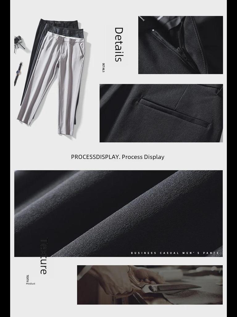 Men's Korean Style Slim Ice Silk Nine-Point Trousers - Soft, Trendy, Slightly Elastic, All-Match Casual Trousers