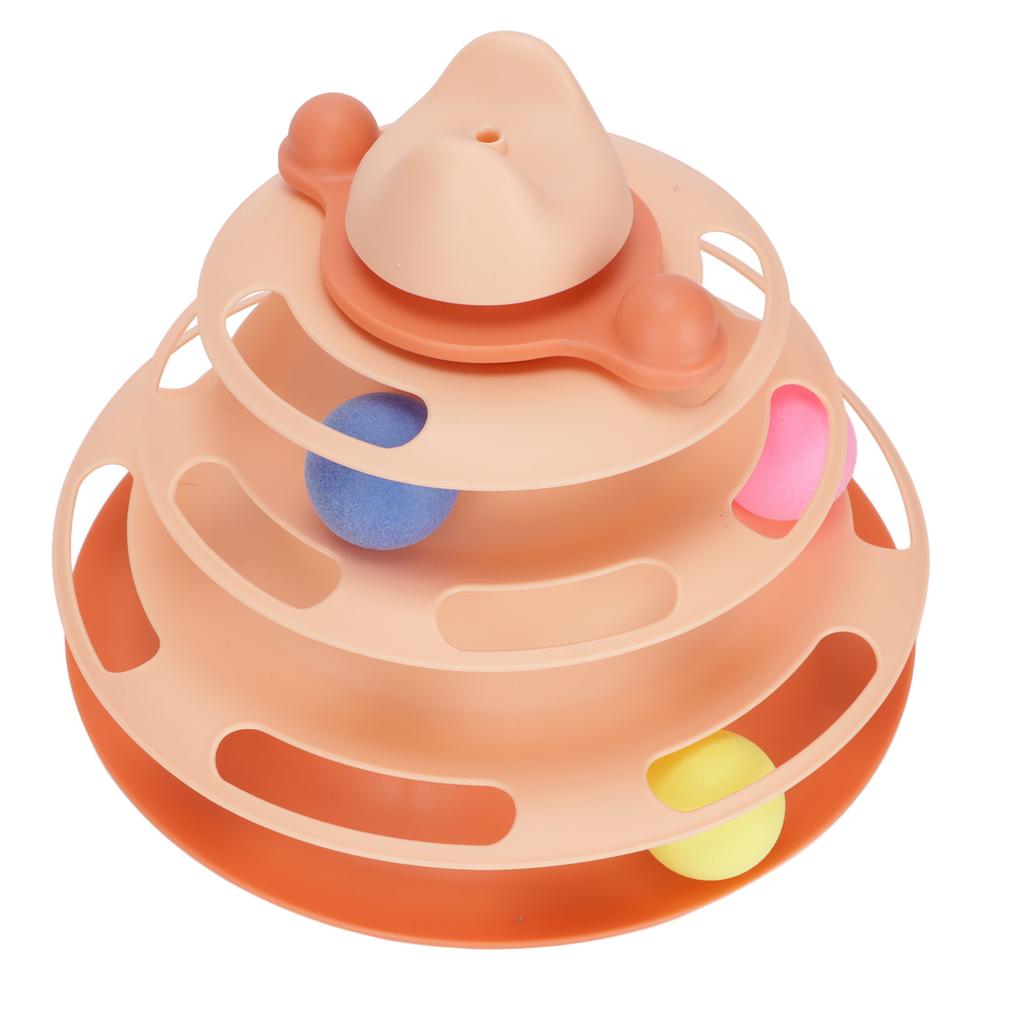 Cat Turntable 4 Level Detachable Prevent Scratches Interactive Cat Tracks Toy for Pets CatsOrange