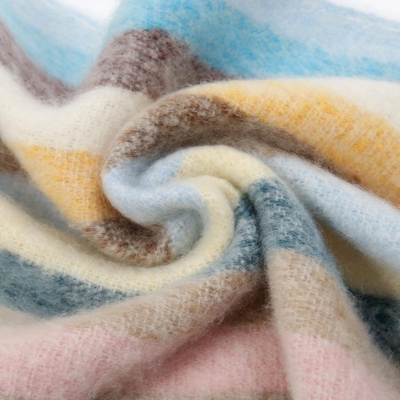 New Colorful Striped Cashmere Scarf Women Winter Warm Scarves Thickened Rainbow Tassel Neck Shawl Versatile Female Muffler