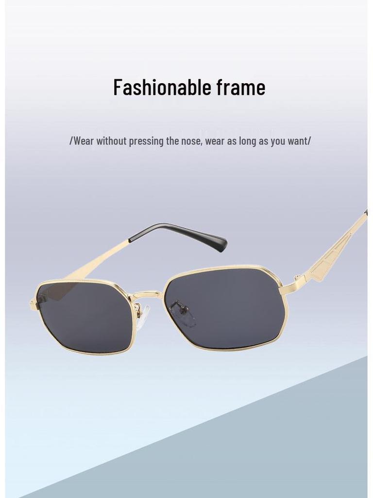 Women's Retro Square Metal Sunglasses, UV400 Sun Protection, Versatile Fashion Style