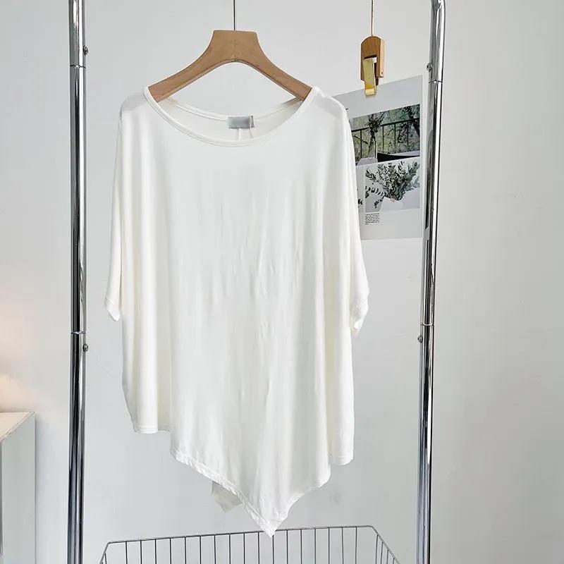 T-shirt Damski Jednolity Kolor Codzienny Duży Rozmiar Luźny Okrągły Dekolt Pulower Krótki Rękaw Top