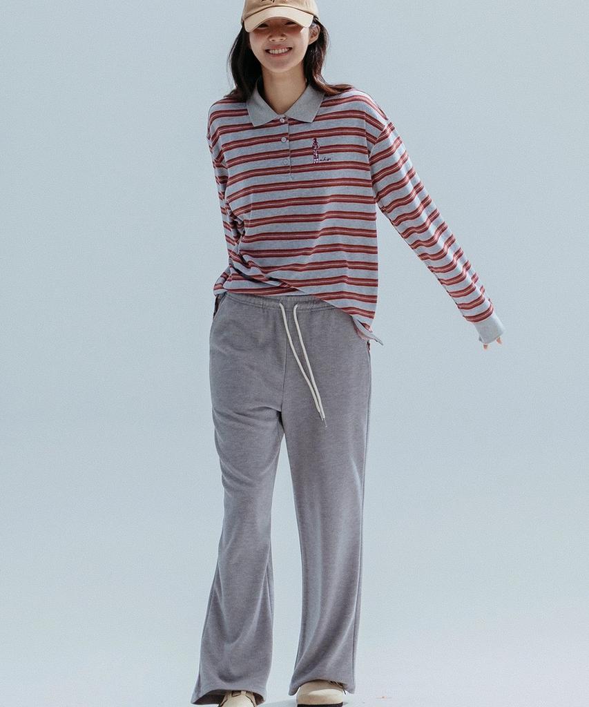 ANNEHEARTS Soft Knit Wide Easy Pants_Melange