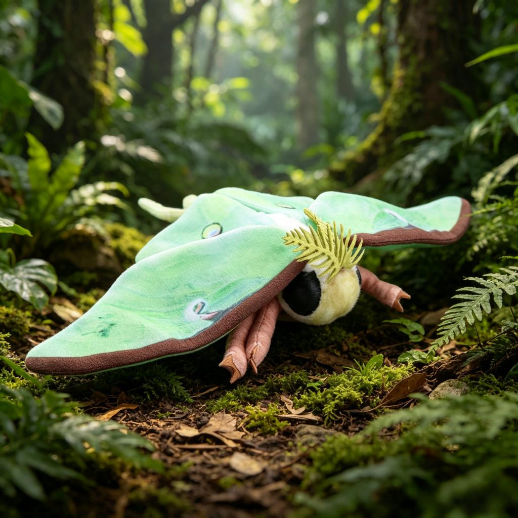 Plyšák Luna Moth Měsíční můra Měkké Realistické Zelená Luna Moth Plyšové zvířátko Plyšák Přírodní téma Pro děti Milovníky hmyzu Dárek k narozeninám