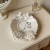 1PC Pearl White Bow Rose Tray, Retro Relief French Light Luxury Jewelry Storage Tray