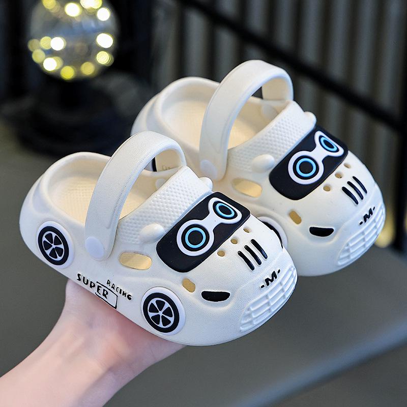 Kids' Cartoon Car Non-Slip Closed-Toe Sandals for Boys & Girls - Soft Sole for Indoor & Outdoor Use