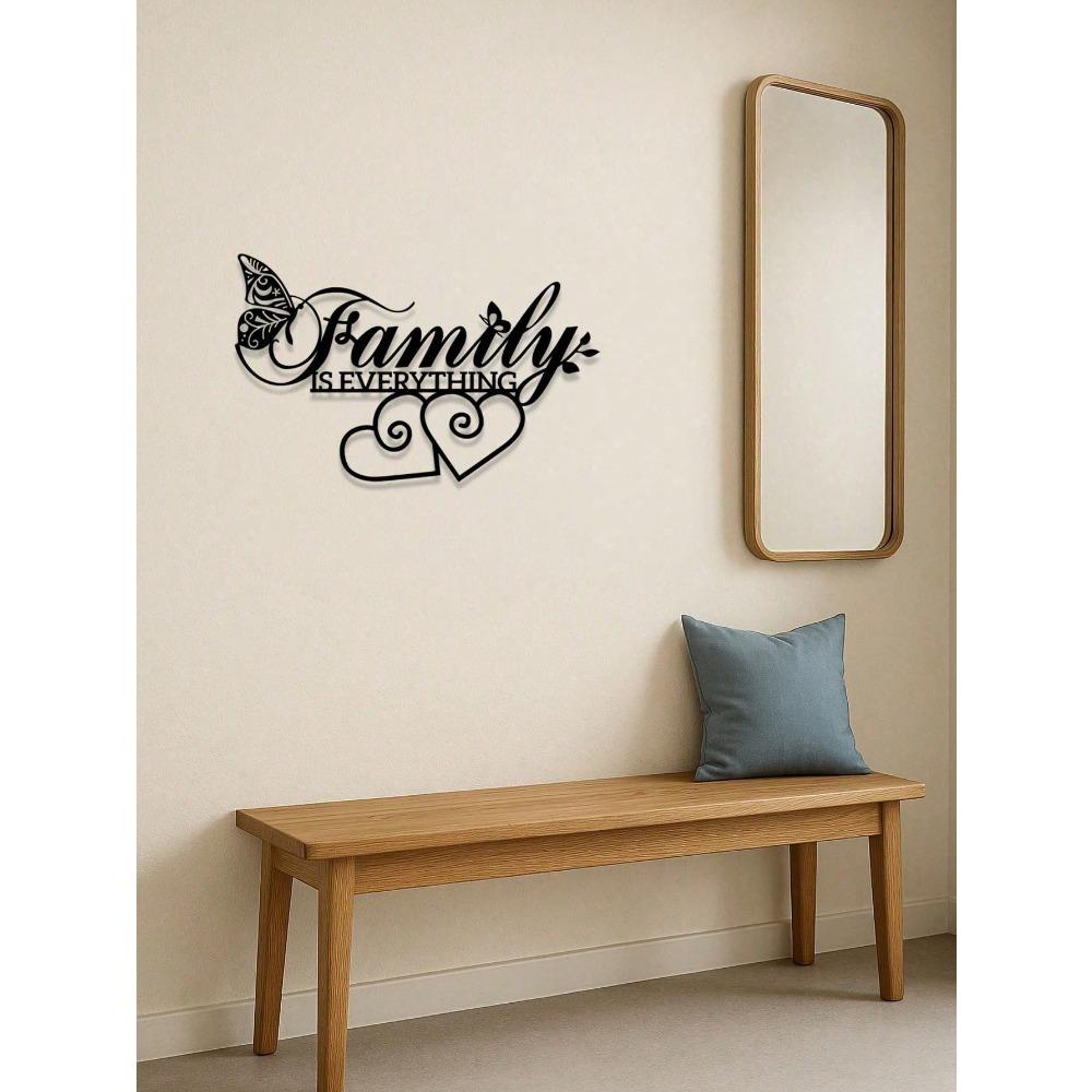 Black Metal Family Wall Art Minimalist Home Decor Gift for Living Room