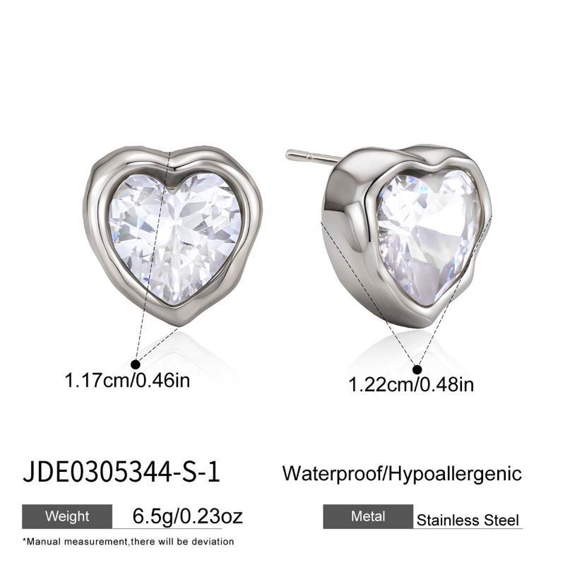 Geometric Zircon Waterproof Stud Earrings for Women High Quality Stainless Steel Non-Irritating Jewelry for Club Wear