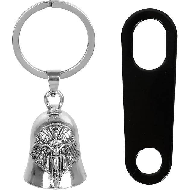 Motorcycle Biker Guardian Luck Riding Bell with Key Chain Ring & Hanger for Bikers Riders, for Men Women Guard Riding Safety