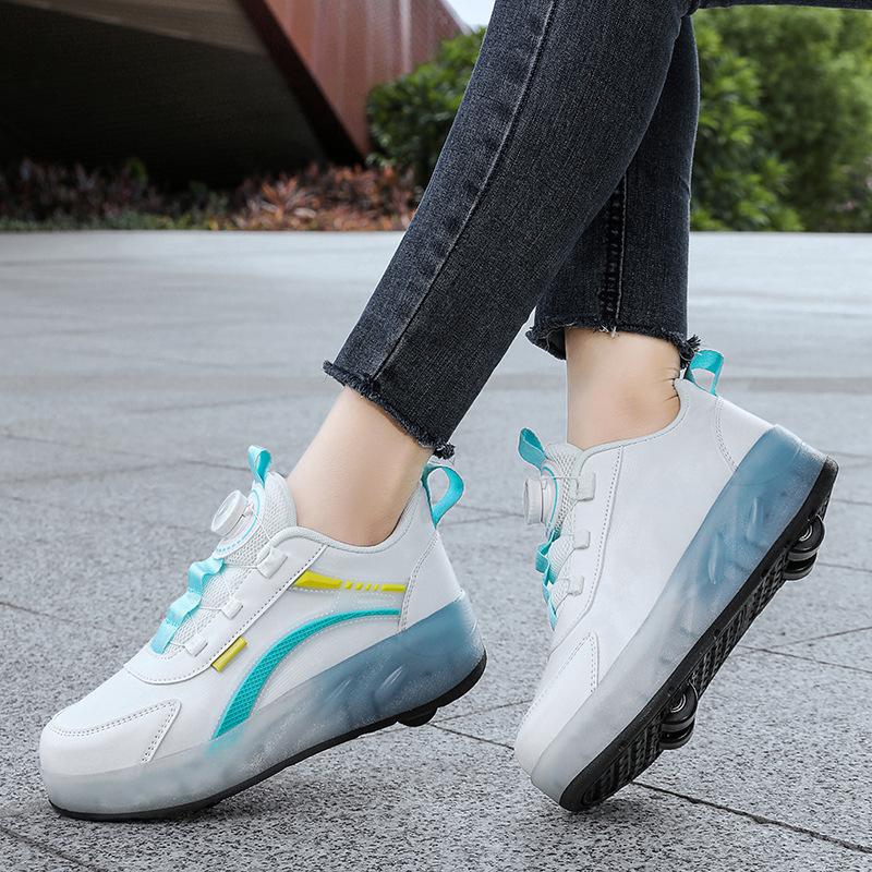 Men's and Women's Runaway Shoes Four-wheel Primary and Secondary School Students Pulley Shoes Automatic Roller Skating Children