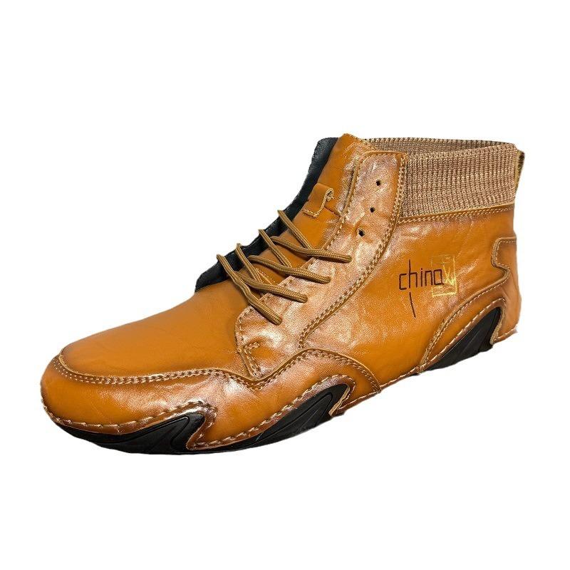 

Popular casual men s shoes soft sole leather non-slip medium tube lace-up versatile octopus shoes men s boots 46