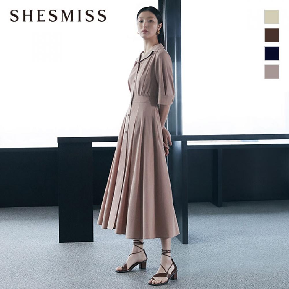 

She S Miss платье из льняной смеси с открытым воротником Swwopn21030 pink beige/55