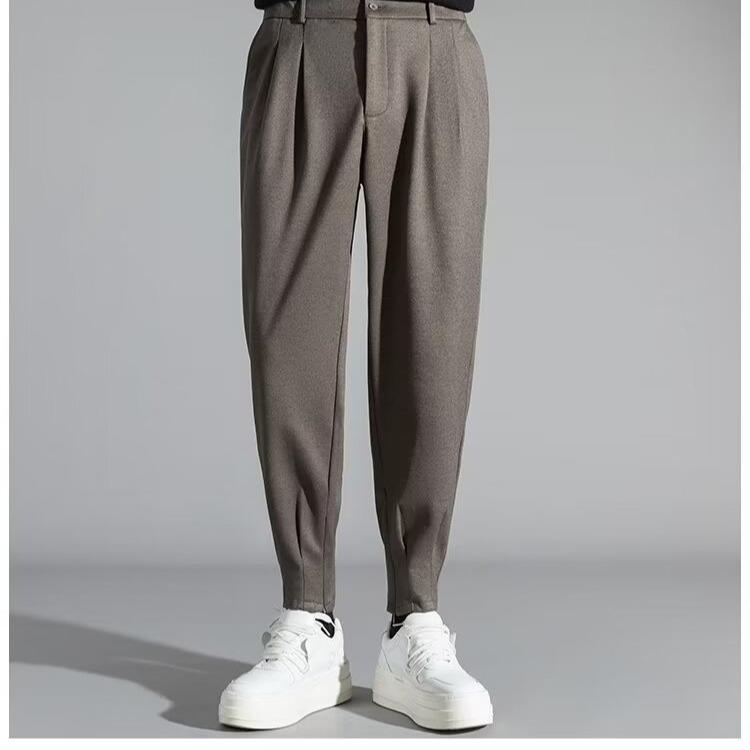 

Весна 2024 Мужские брюки с молнией в корейском стиле зауженного кроя - Модные повседневные девятиточечные на все случаи жизни 4XL кофейный