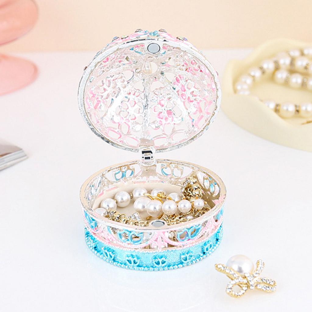 Crown Trinket Box Vintage Enameled Decorative Jewelry Box Zinc Alloy for Necklaces Bracelets