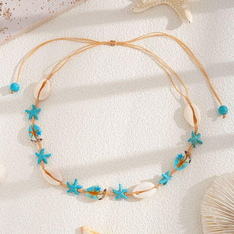 European and American Simple and Stylish Beach-Style Starfish and Shell Woven Necklace Hawaiian-Style Shell Bracelet Necklace