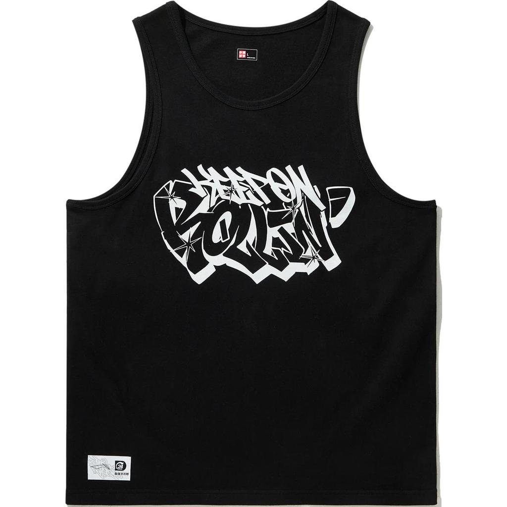 Li Ning Letter Print Round Neck Comfortable Breathable Sleeveless Vest Men Tops Black AVSU039-1
