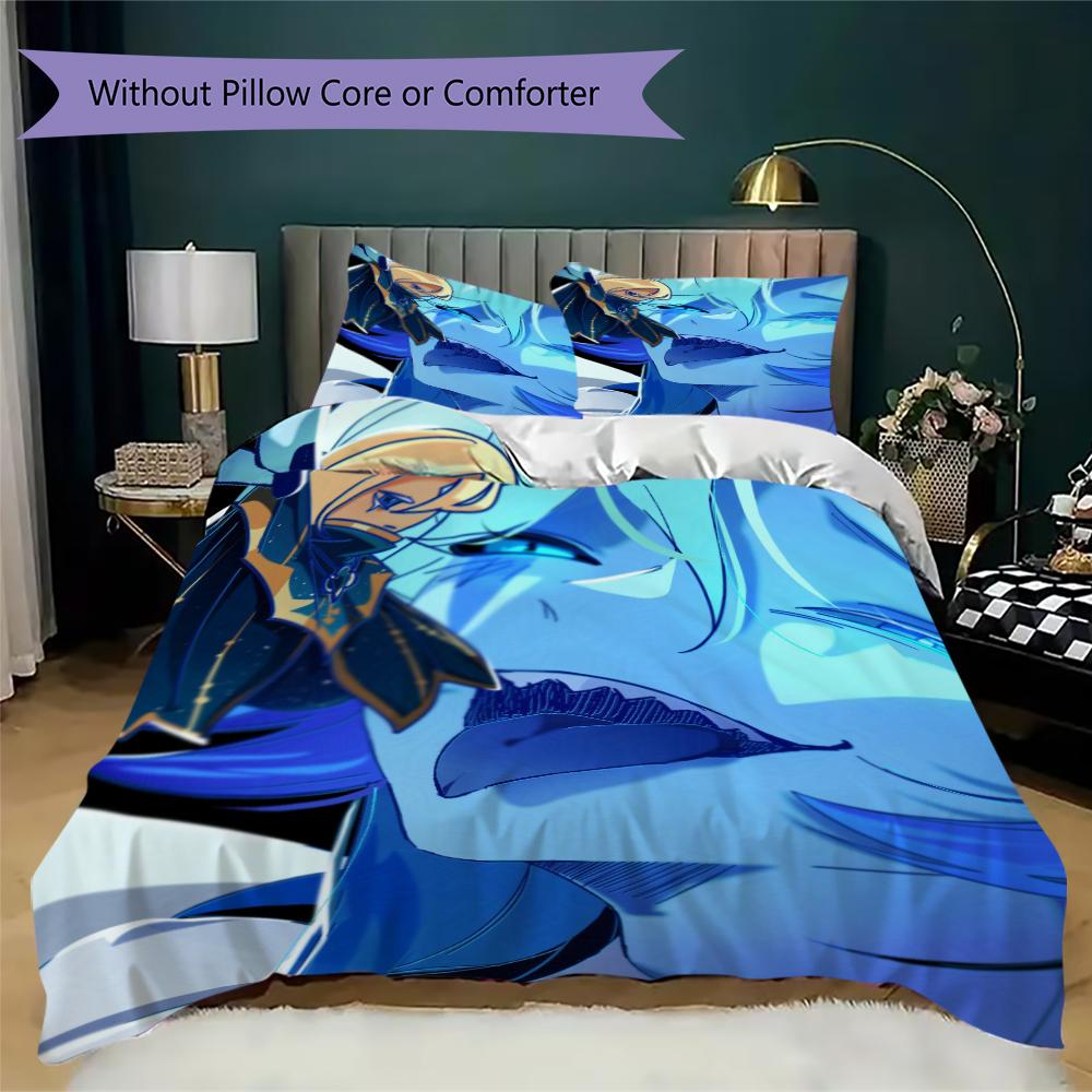 Cookie Run Kingdom Pattern Bedding uilt Set uilt Cover Pillowcase Home Decoration Birthday Gift (1 * duvet cover + 2 * pillowcase without core)16