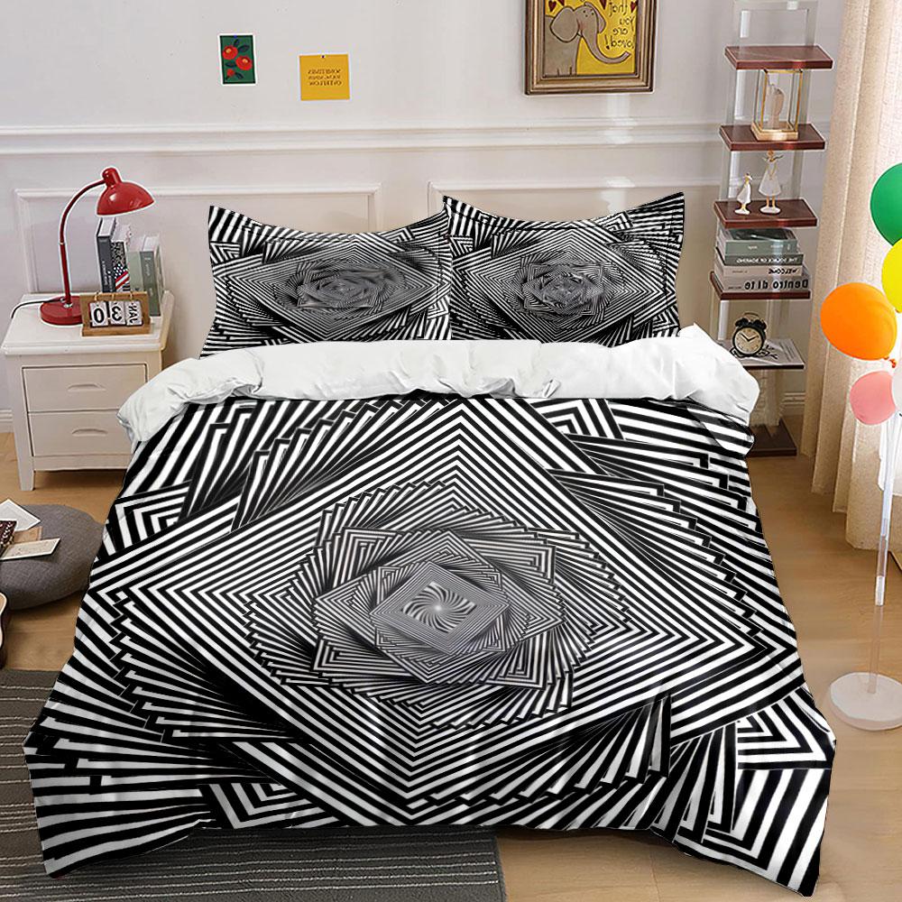 Geometric Optical Patterns Home Decor Kid'S And Adults' Bedroom Decor, Exquisite Three-Piece Bedding Set Gift