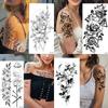 Adesivo Tatuaggio Temporaneo Impermeabile Fiori Rose Gigli Peonie Motivi Geometrici Body Art Braccio Tatuaggi Finti Manica Donna Uomo