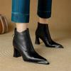 Fashion New Winter Split Leather Women Boot Shoes for Women Pointed Toe Fashion Ankle Boot Handmade Zapatos Mujer High Heels Wool Boots