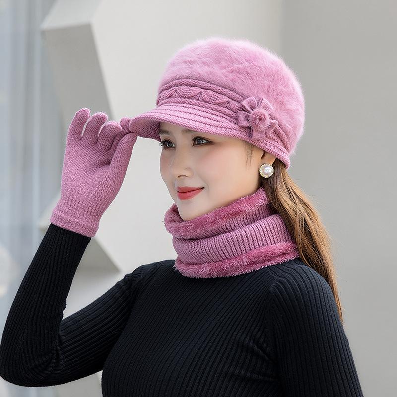 

In The Elderly Autumn and Winter Rabbit Fur Knitted Hat Elderly Hat Women s Winter Warm Wool Hat only hat